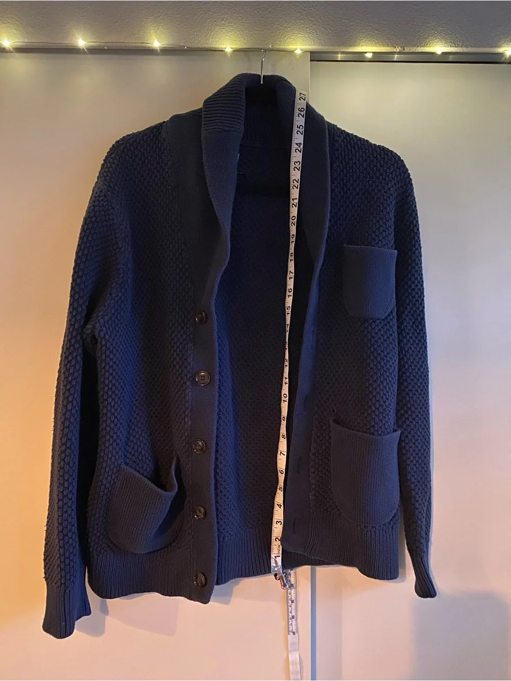 J Crew Men's Navy Shawl Collar Button Sweater Cardigan Size M 100% Cotton